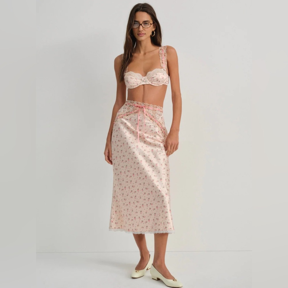 For Love & Lemons Peaches & Cream Midi Skirt - Picture 2 of 6